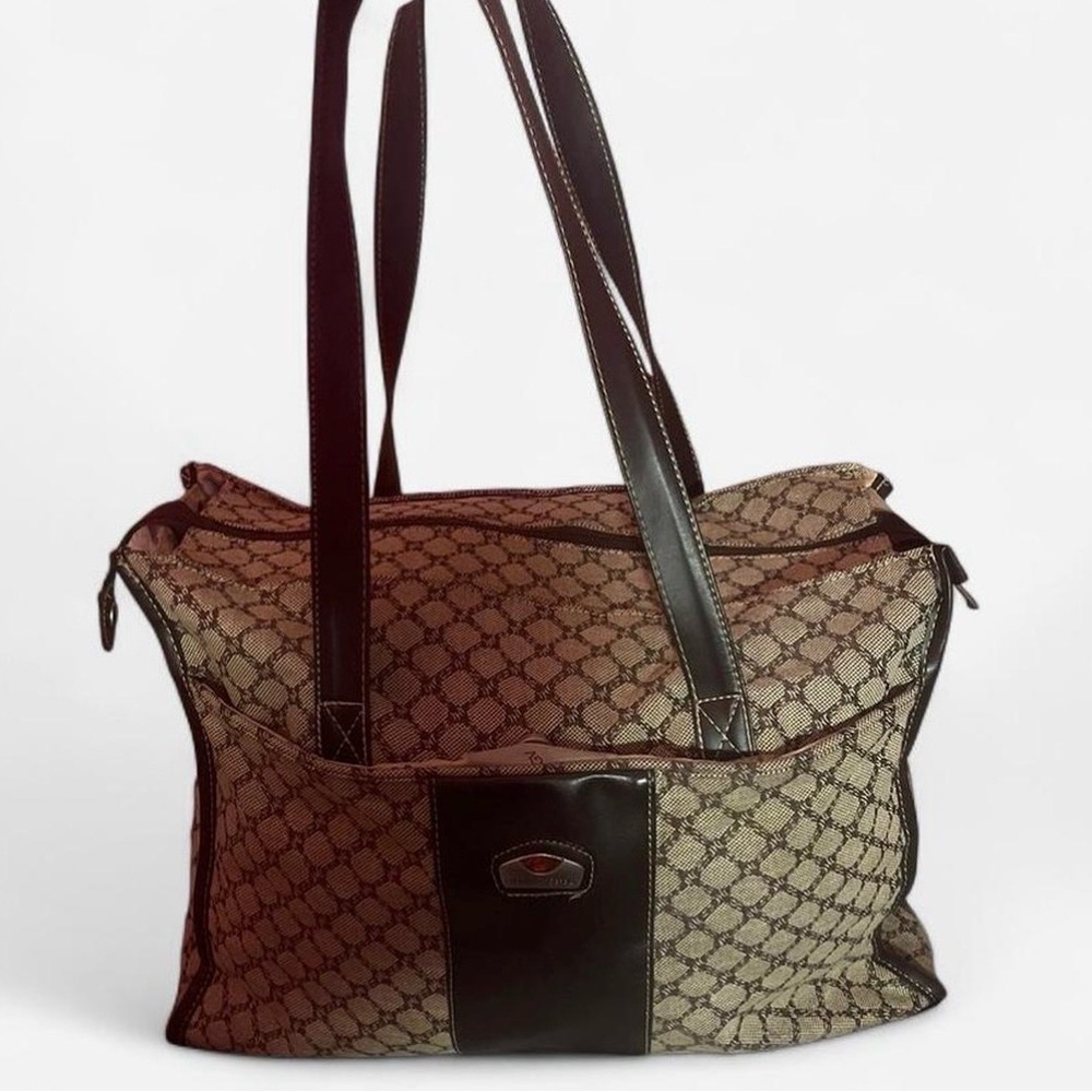 Gloria Vanderbilt Black and Tan Patterned Tote